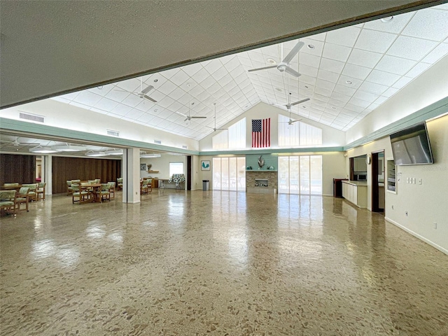 612 Deerwood Ave Unit 169, Englewood, FL 34223 - misc room with a ceiling fan and high vaulted ceiling
