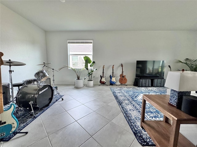 interior space with light tile patterned floors