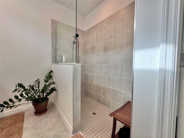 19060 Moscato Ct, Venice, FL 34293 - bathroom with walk in shower, tile patterned floors, and baseboards