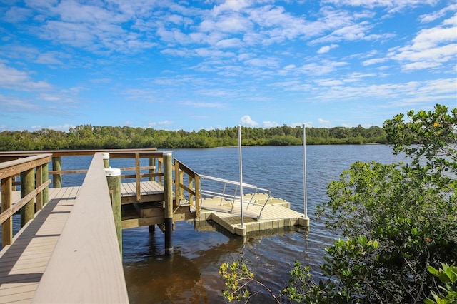 view of dock featuring a water view