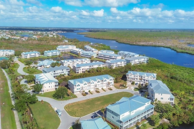 bird's eye view featuring a water view