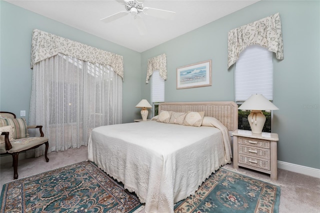 bedroom with carpet flooring and ceiling fan