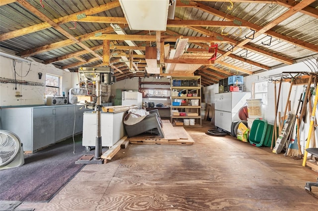 garage featuring wood ceiling