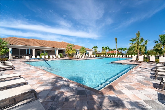 pool featuring a patio area