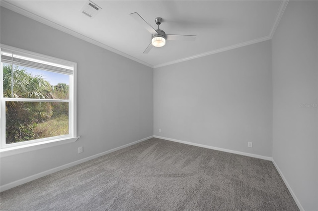 19196 Raymond Ave, Port Charlotte, FL 33954 - carpeted empty room with a ceiling fan, crown molding, and baseboards