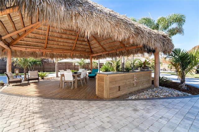 view of patio featuring a gazebo