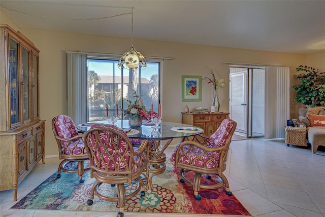 dining room with light tile patterned floors