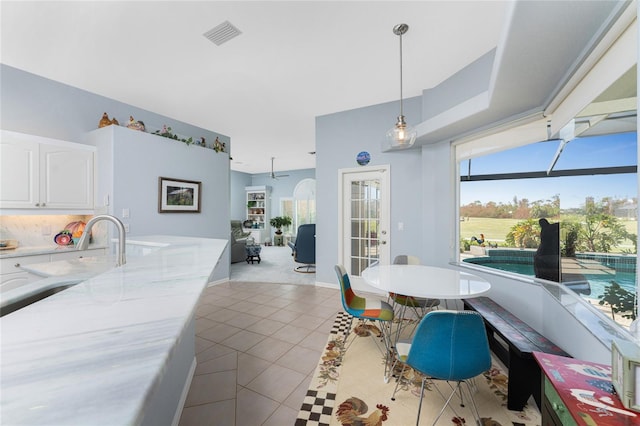 view of tiled dining area