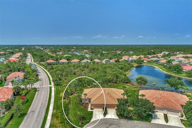 bird's eye view featuring a water view