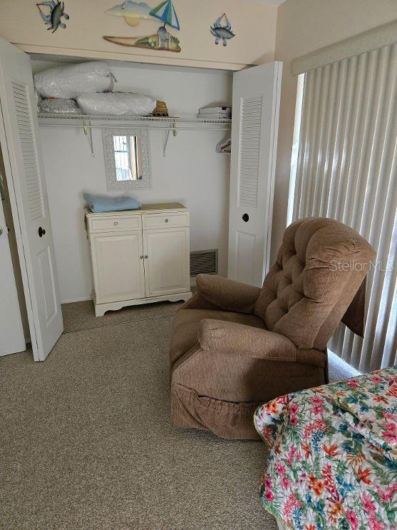 sitting room with carpet floors