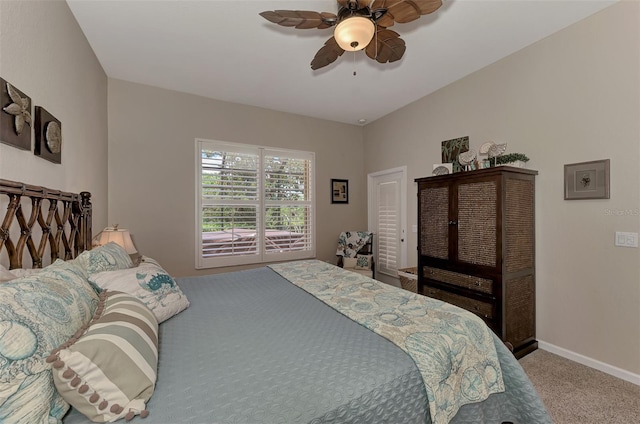 bedroom featuring carpet and ceiling fan