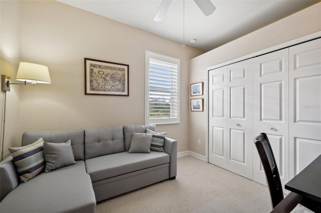 home office featuring ceiling fan