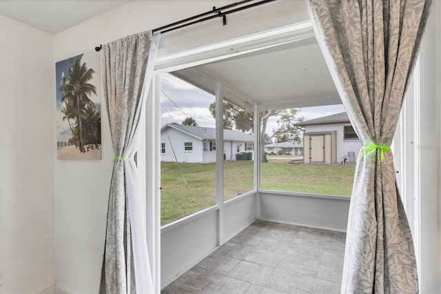 view of unfurnished sunroom