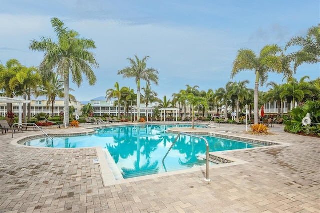 view of pool featuring a patio