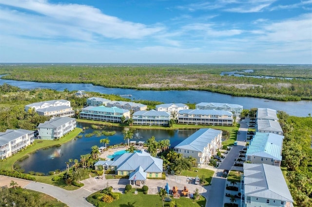 bird's eye view featuring a water view