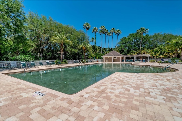 view of pool featuring a patio