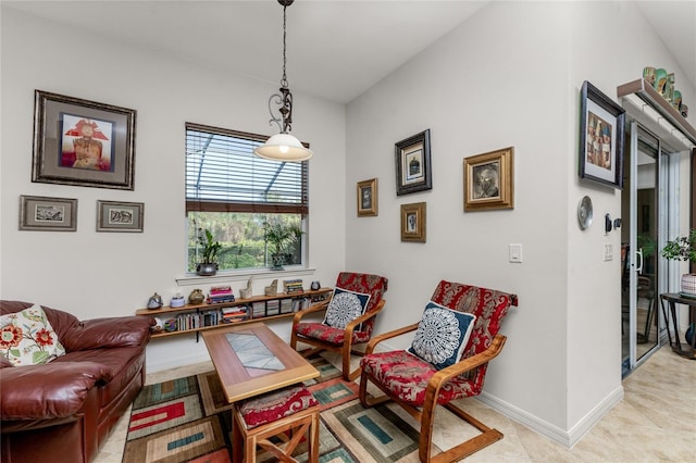 sitting room with light tile patterned floors