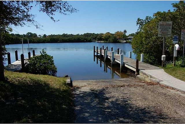 view of dock featuring a water view