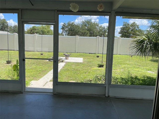 view of unfurnished sunroom