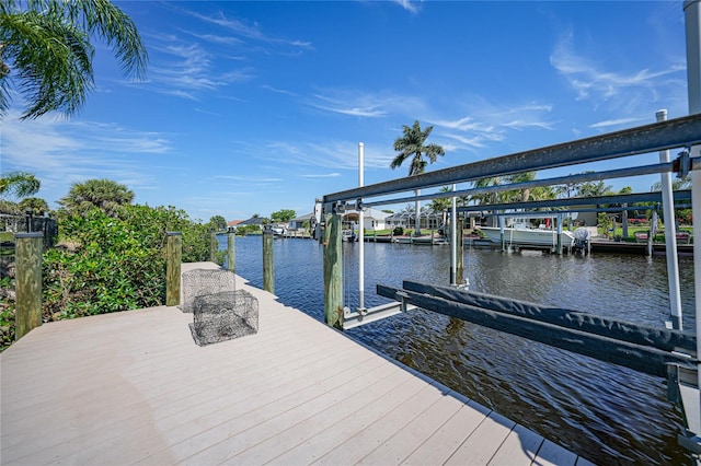 dock area featuring a water view