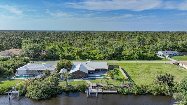 bird's eye view featuring a water view