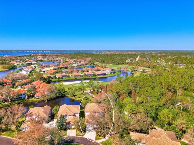 bird's eye view featuring a water view