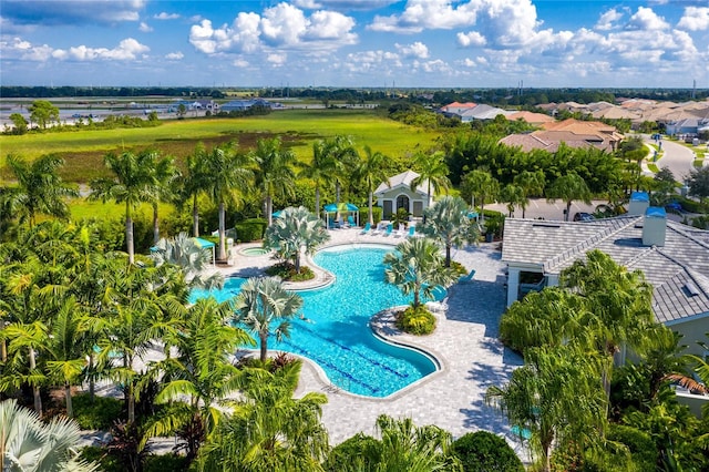 view of pool featuring a patio area