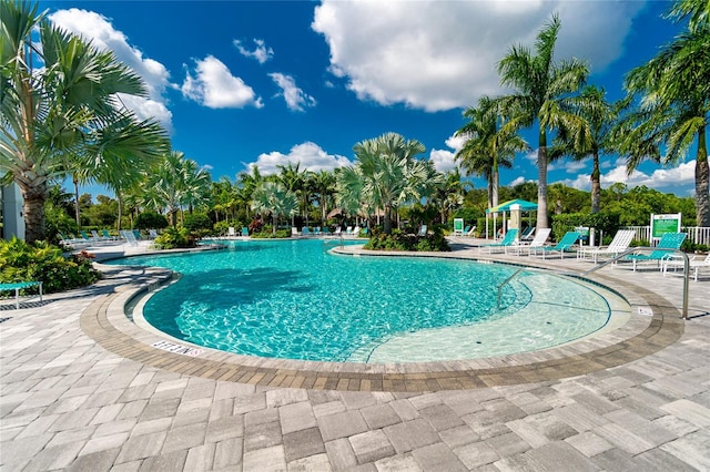 view of pool featuring a patio area