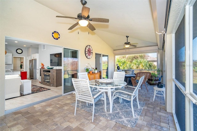 view of patio / terrace featuring ceiling fan