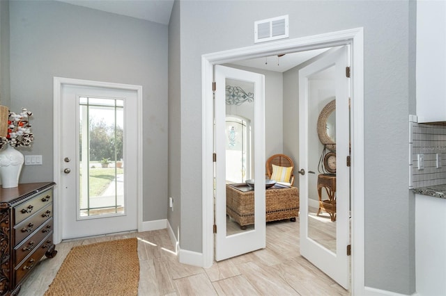 entryway with light wood-type flooring