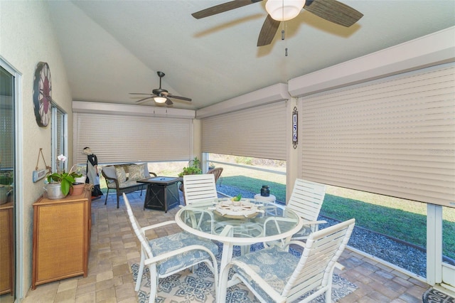 view of patio with ceiling fan