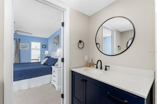 bathroom with vanity and ceiling fan