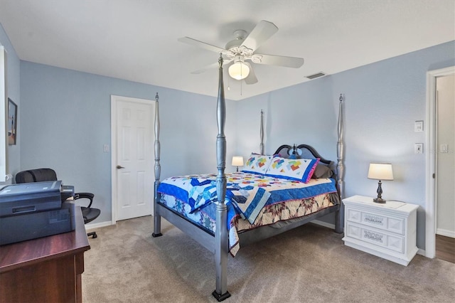 bedroom with carpet and ceiling fan