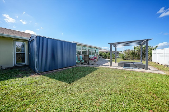 view of yard with a patio and a pergola