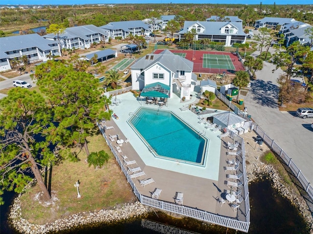 aerial view with a residential view