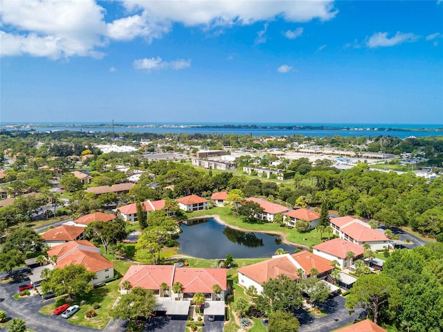 bird's eye view featuring a water view