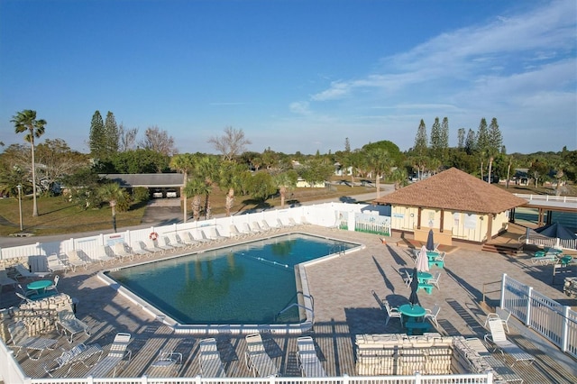 view of pool featuring a patio area