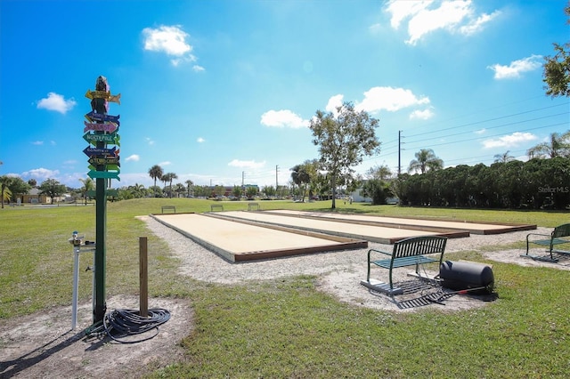 view of community featuring a yard