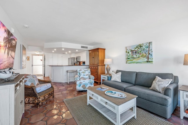 view of tiled living room