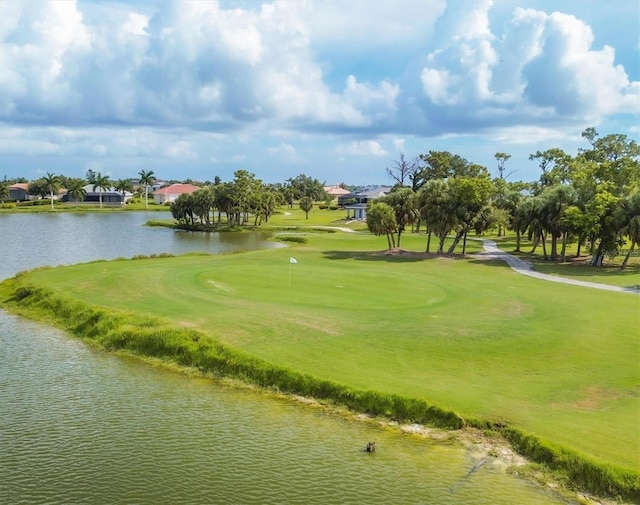 surrounding community featuring a water view