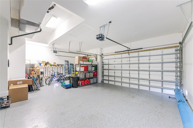 garage with a garage door opener