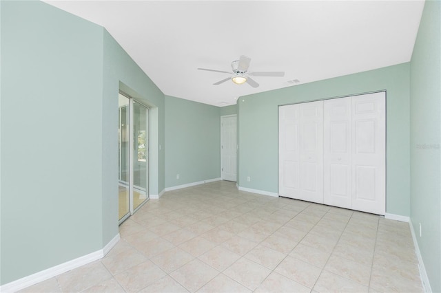 unfurnished bedroom with ceiling fan