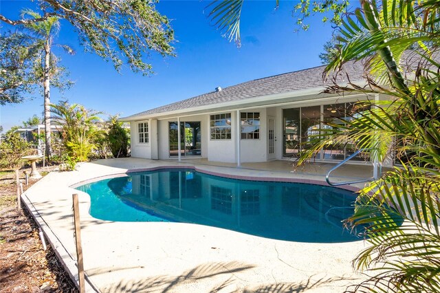 view of swimming pool with a patio