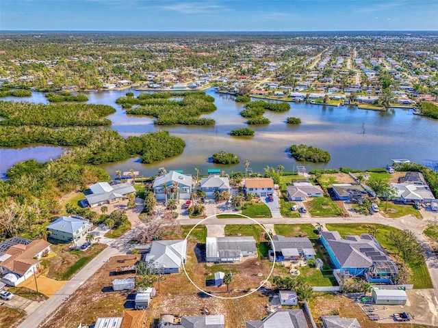 bird's eye view featuring a water view