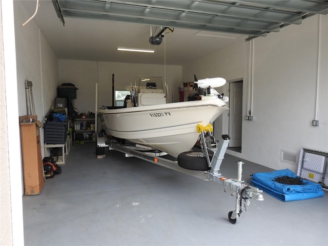 garage with a garage door opener