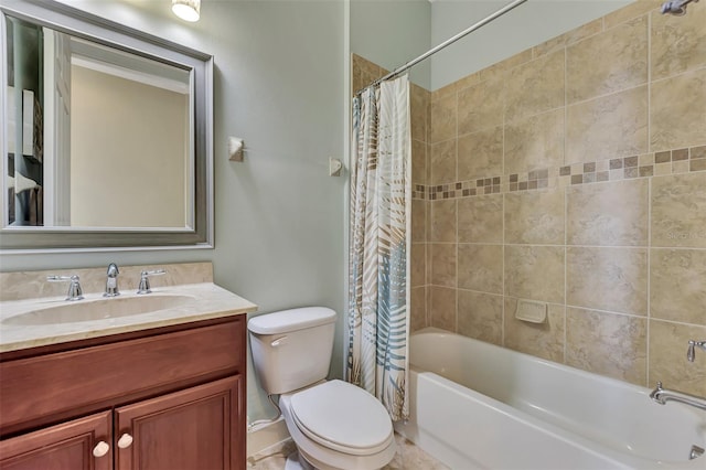 full bathroom featuring vanity, toilet, and shower / bath combo with shower curtain