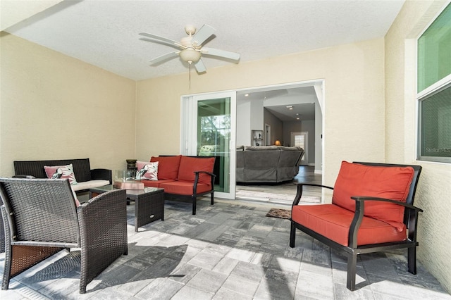 152 Apollo Dr, Rotonda West, FL 33947 - view of patio / terrace with an outdoor hangout area and ceiling fan