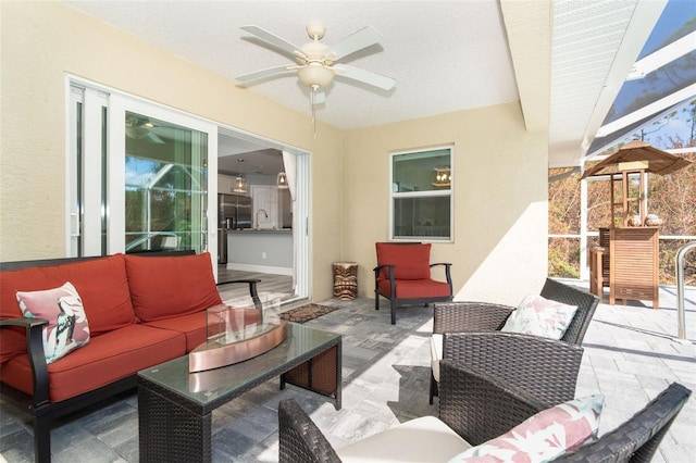 152 Apollo Dr, Rotonda West, FL 33947 - view of patio / terrace with an outdoor hangout area, a ceiling fan, and a sink