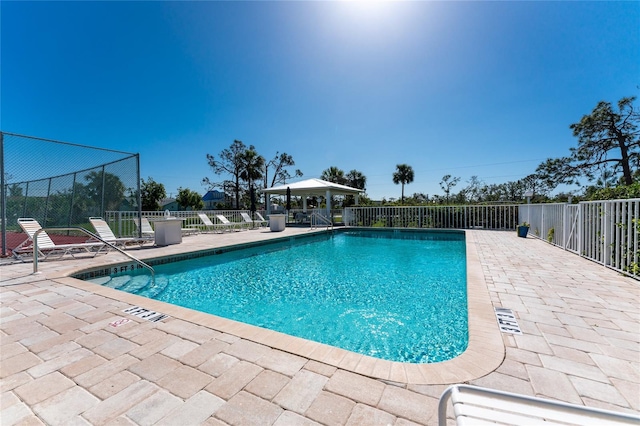 view of swimming pool with a patio