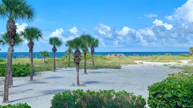 view of water feature featuring a view of the beach